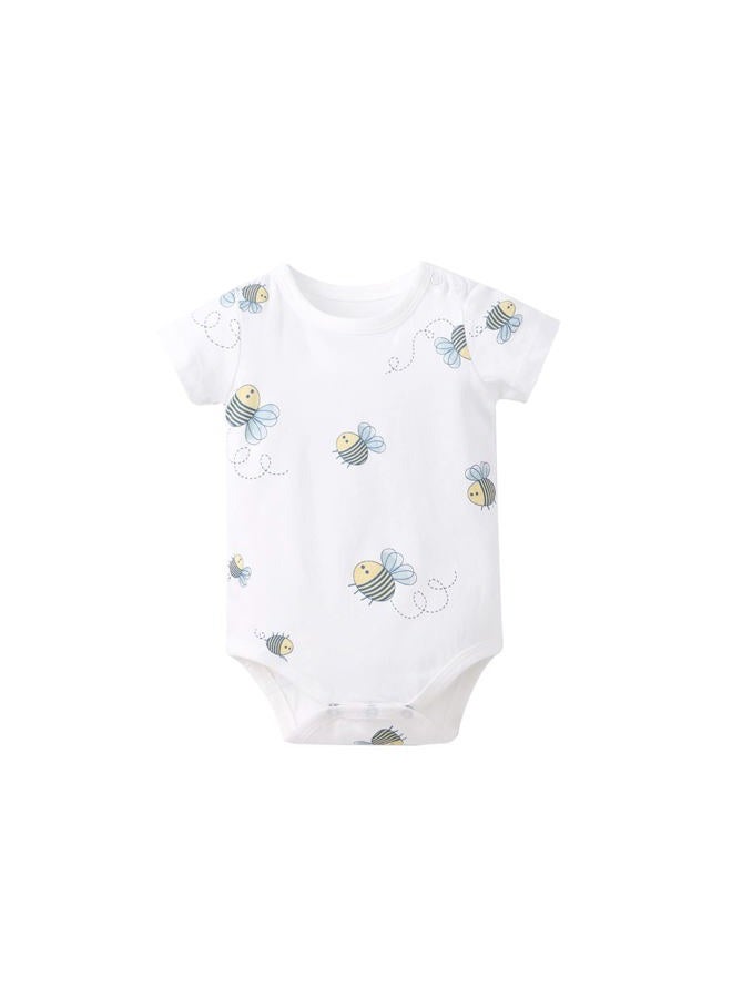 PureBorn (9-12 Months) - Newborn Baby Short Sleeve Bodysuit Cute Bees Romper Outfits for Baby Boys and Girls Summer - Image 1