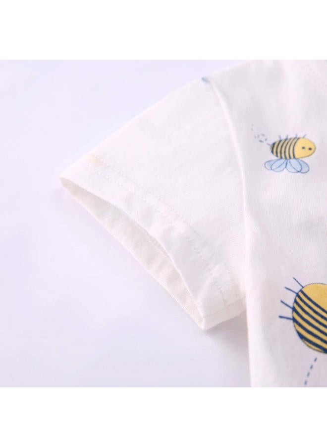 PureBorn (9-12 Months) - Newborn Baby Short Sleeve Bodysuit Cute Bees Romper Outfits for Baby Boys and Girls Summer - Image 5