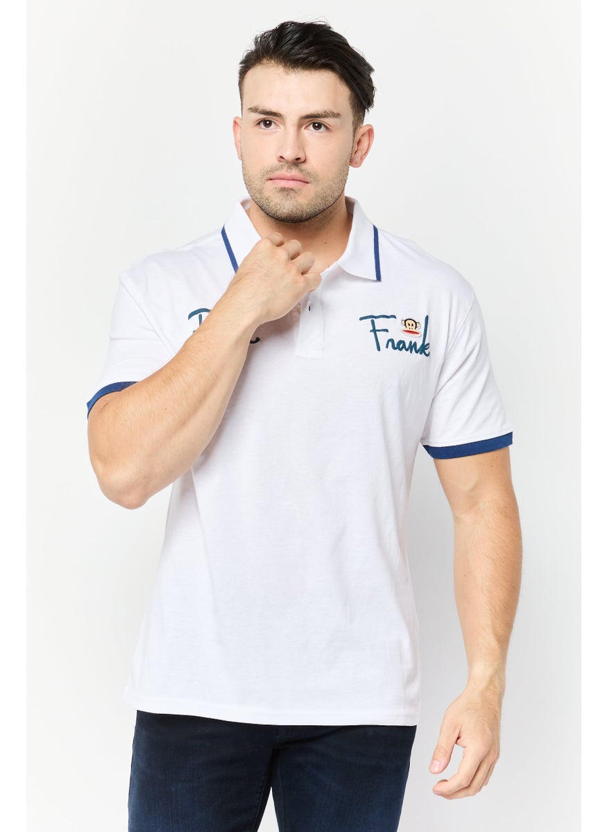 Paul Frank - Men Regular Fit Brand Logo Short Sleeves Polo Shirt, White - Image 1
