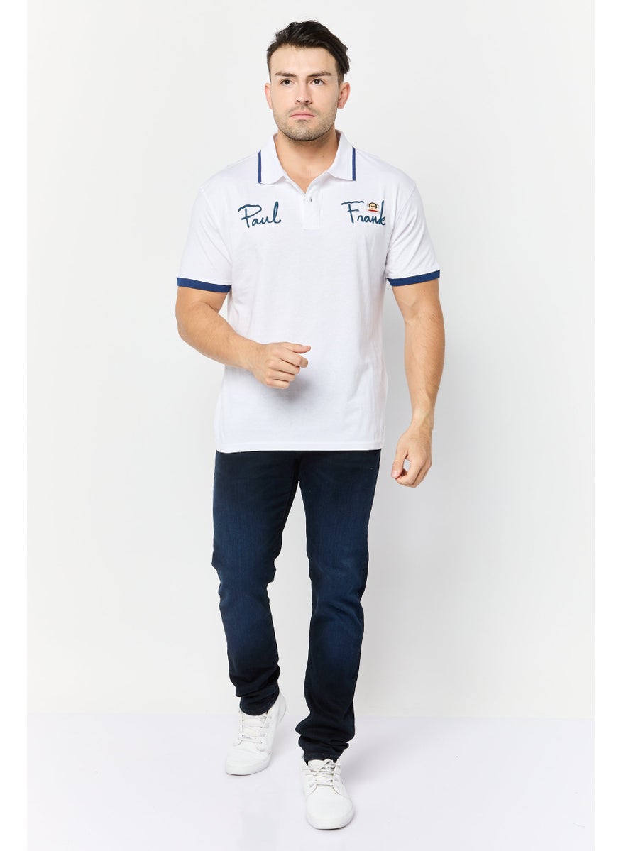 Paul Frank - Men Regular Fit Brand Logo Short Sleeves Polo Shirt, White - Image 1