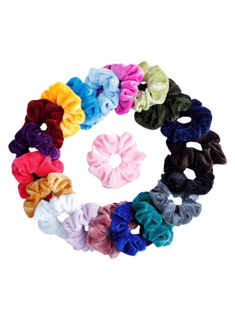 BLOOMING TIME 25 Pcs Hair Scrunchies Velvet Elastic Hair Bands Scrunchy Hair Ties Ropes Scrunchie for Women or Girls Hair Accessories - 25 Assorted Colors Scrunchies - Image 1