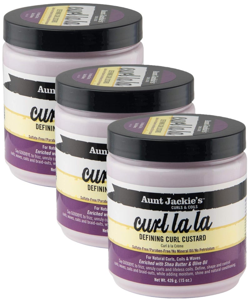 Aunt Jackie's Curl La La, Lightweight Curl Defining Custard, Enriched with Shea Butter & Olive Oil, Basic, 15 Ounce (Pack of 3) - Image 1