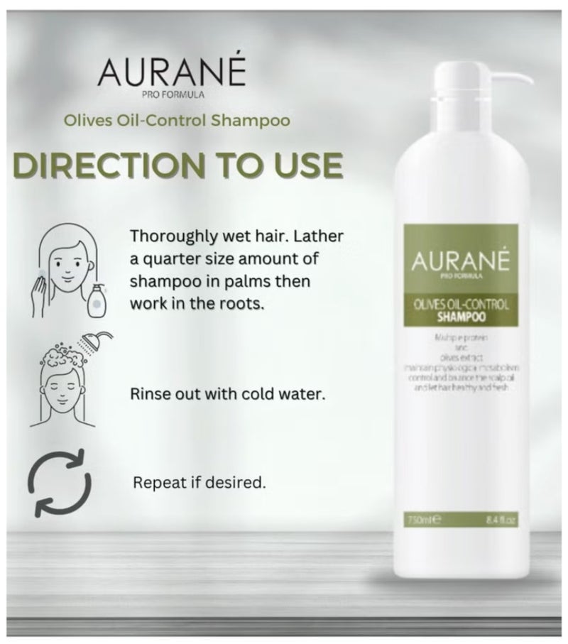 AURANE Olives Oil Control Shampoo 750ml- Professional Hair Care for Oil Control- Balancing and Purifying Formula- Cleanses and Refreshes Scalp- Helps Reduce Excess Oil- Nourishes Strengthens Hair - Image 5