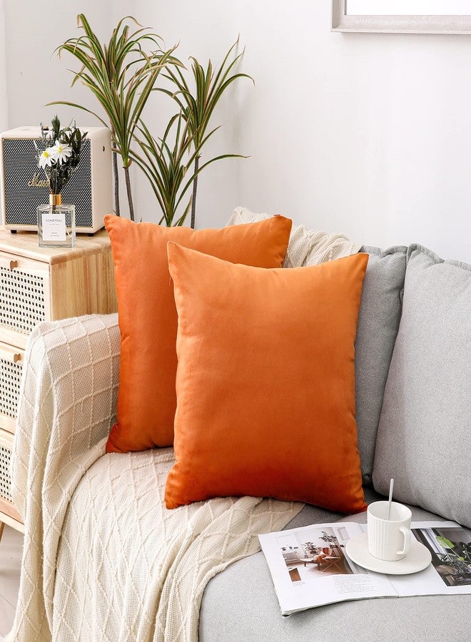 NiNi ALL Decorative Throw Pillow Covers Pack of 2, Halloween Velvet Cushion Case for Couch Bedroom Living Room Outdoor, Pillow Covers 18x18 Inch（45 x 45 cm） Orange - Image 1