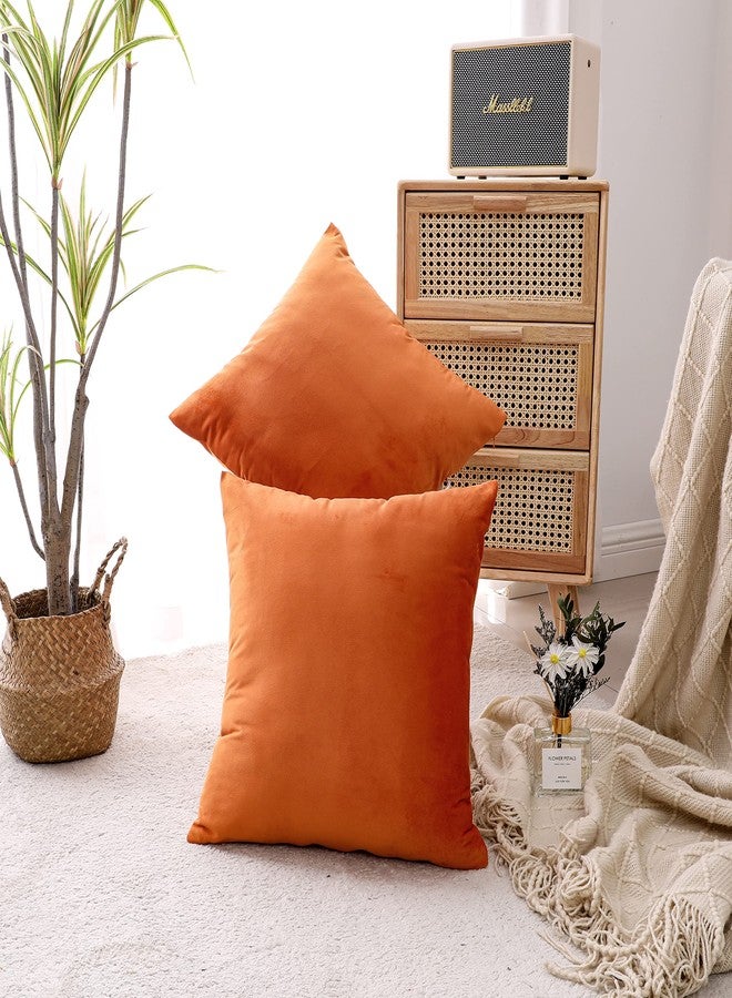 NiNi ALL Decorative Throw Pillow Covers Pack of 2, Halloween Velvet Cushion Case for Couch Bedroom Living Room Outdoor, Pillow Covers 18x18 Inch（45 x 45 cm） Orange - Image 2