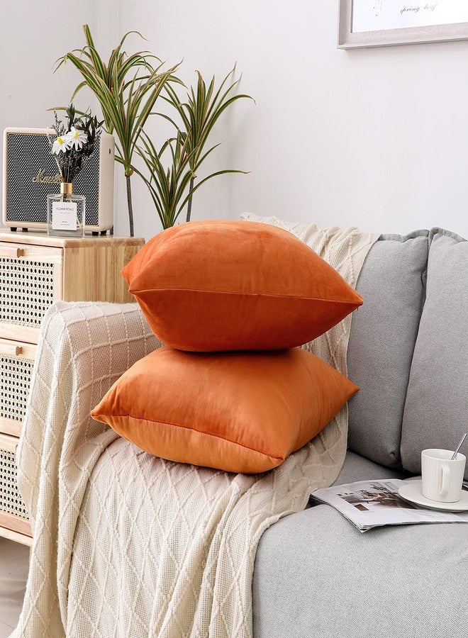 NiNi ALL Decorative Throw Pillow Covers Pack of 2, Halloween Velvet Cushion Case for Couch Bedroom Living Room Outdoor, Pillow Covers 18x18 Inch（45 x 45 cm） Orange - Image 3