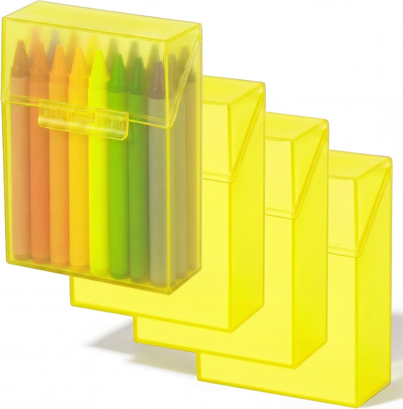 Clabby 4 Pcs Plastic Crayon Organizer Case for 24 Count Crayons Kids Art Supply Storage Box with Lid, Portable Holder for Classroom Home Travel, Fits Standard 24-Pack Crayon (Yellow) - Image 1