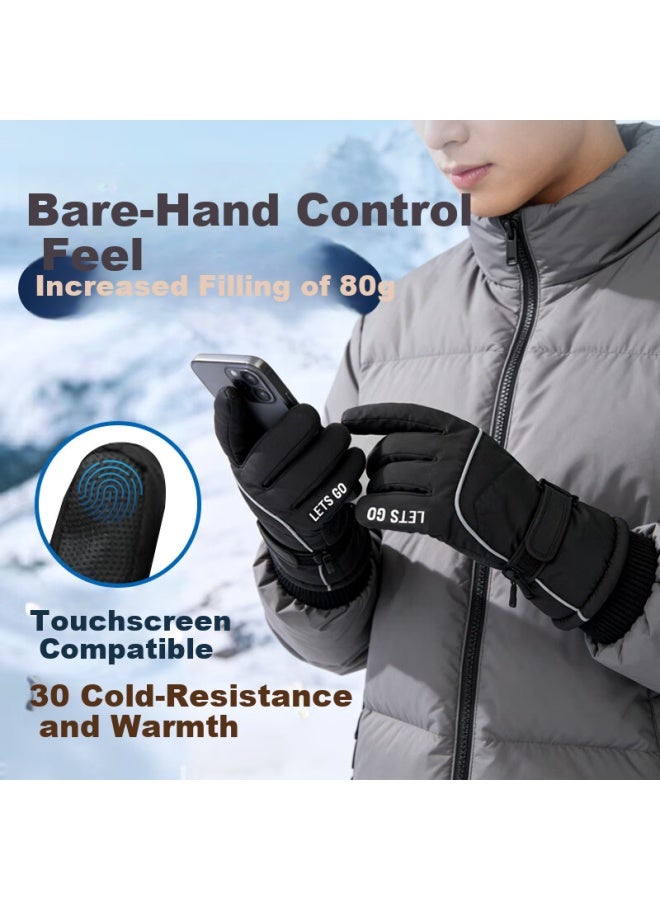 Tmt Waterproof Touchscreen Gloves Winter Thickened Warm Plush Lining Cycling Skiing Outdoor Cold Windproof Sports Gloves - Image 1