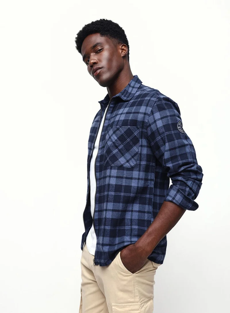 Dennis Lingo Men's Navy 100% Cotton Casual Button Down Relaxed Shirt