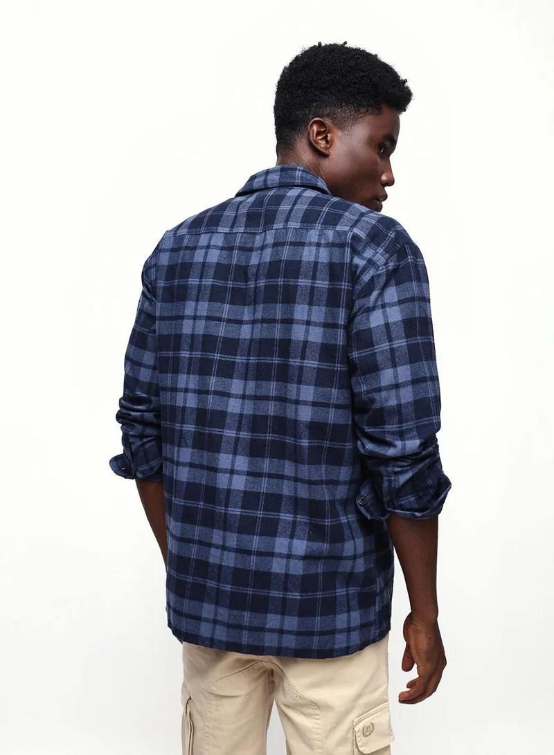 Dennis Lingo Men's Navy 100% Cotton Casual Button Down Relaxed Shirt