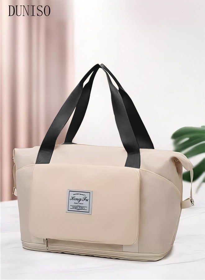 DUNISO Foldable Travel Duffel Bag Oxford Fabric Waterproof Large Capacity Expandable Shoulder Bag for Women Travel Weekender Bags Carry On Overnight Bags Dry and Wet Separation for Sports Gym - Image 1