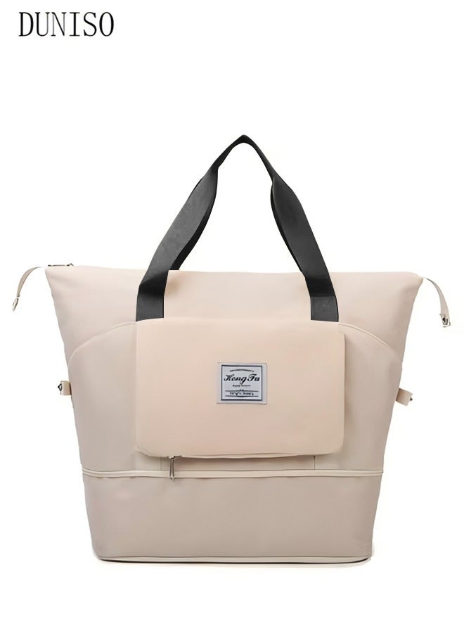 DUNISO Foldable Travel Duffel Bag Oxford Fabric Waterproof Large Capacity Expandable Shoulder Bag for Women Travel Weekender Bags Carry On Overnight Bags Dry and Wet Separation for Sports Gym - Image 2