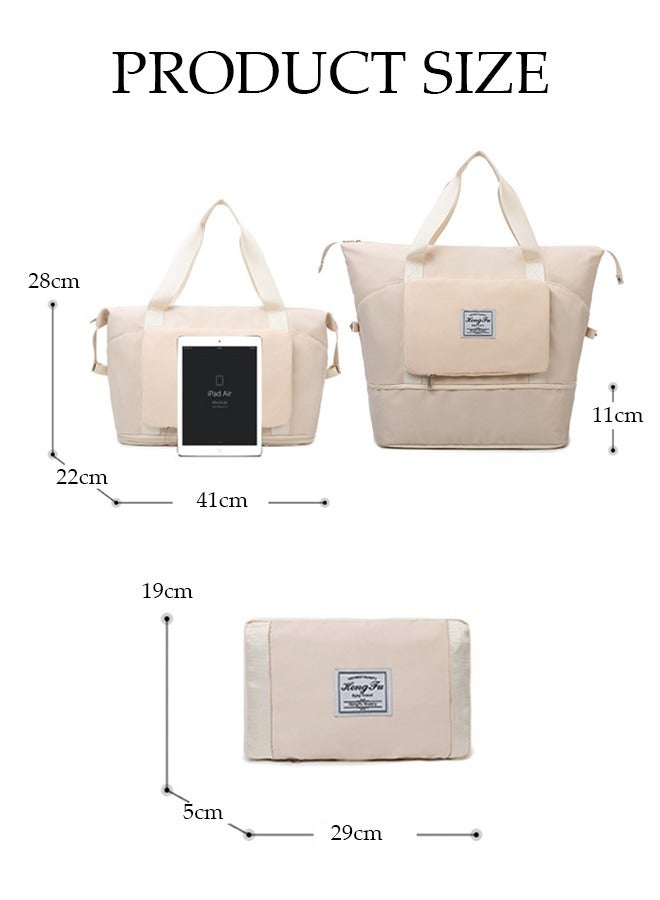 DUNISO Foldable Travel Duffel Bag Oxford Fabric Waterproof Large Capacity Expandable Shoulder Bag for Women Travel Weekender Bags Carry On Overnight Bags Dry and Wet Separation for Sports Gym - Image 3