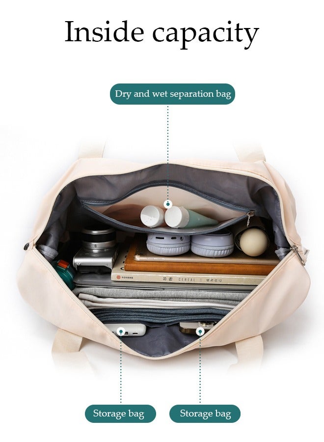 DUNISO Foldable Travel Duffel Bag Oxford Fabric Waterproof Large Capacity Expandable Shoulder Bag for Women Travel Weekender Bags Carry On Overnight Bags Dry and Wet Separation for Sports Gym - Image 5