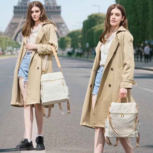 Makes Backpack Purse for Women PU Leather Travel Satchel Handbag Convertible Design Bag with Purse 2 Piece - Image 3