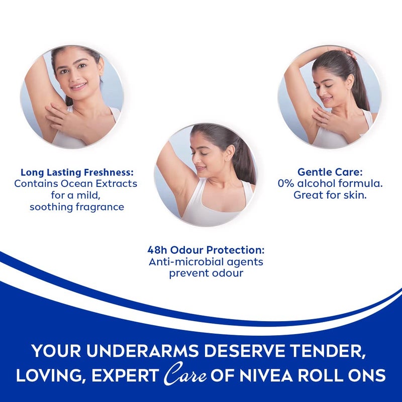 Nivea Deodorant Roll On Fresh Natural for Unisex 50ml Pack of 3 - Image 5