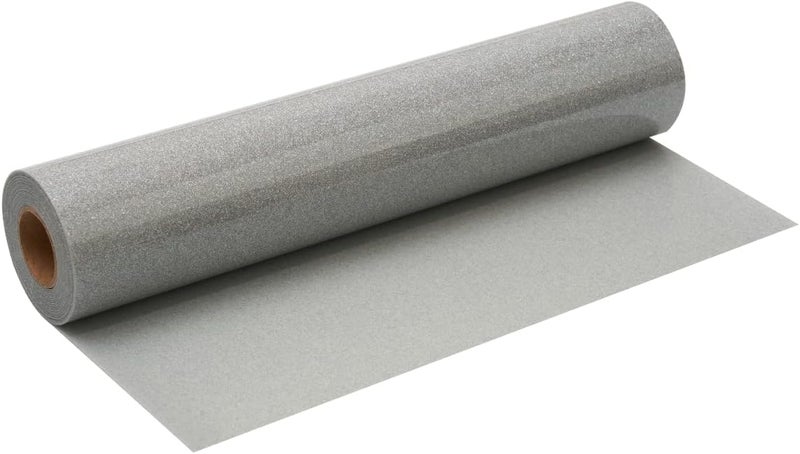 FANSGUAR Silver Glitter HTV Roll -12" x10ft Iron on Heat Transfer Vinyl for DIY Shirts Gifts - Image 1