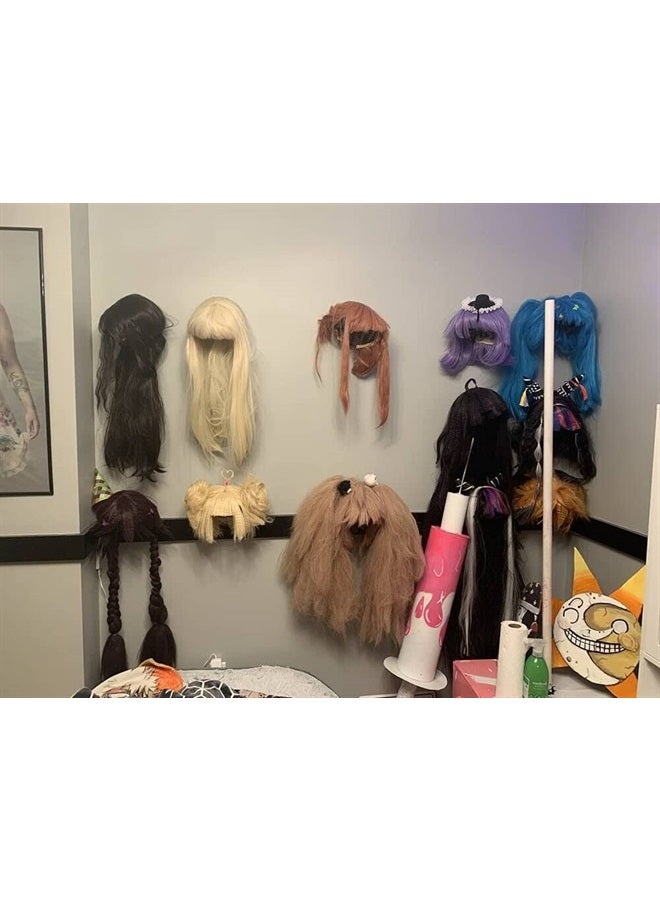 Wig Stand Plastic Wig Hair Hat Display Tool Wig Head Holders Wig Dryer Wig Hangers, Wall Mounted Wigs and Hats / Cap Display Rack Hangers, For Styling Drying Display Wig Stand (2 Black+2 White)