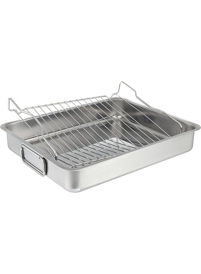 صينية تحميص مع رف شوي، ستانلس ستيل، 40 x 32 x 7 سم - Image 4