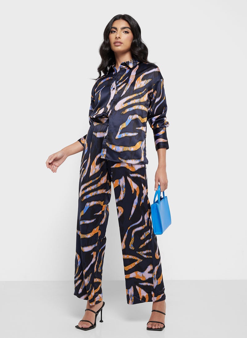 VERO MODA سروال عالي الخصر مطبوع  - Image 1