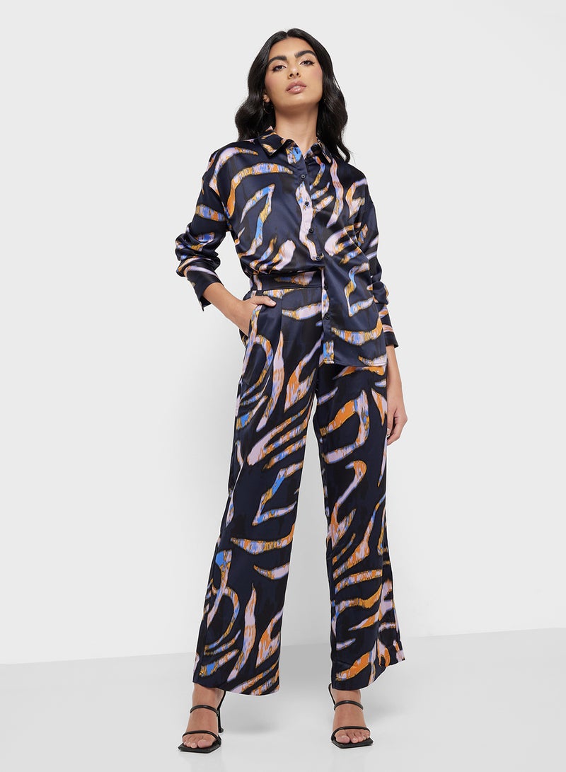 VERO MODA سروال عالي الخصر مطبوع  - Image 4