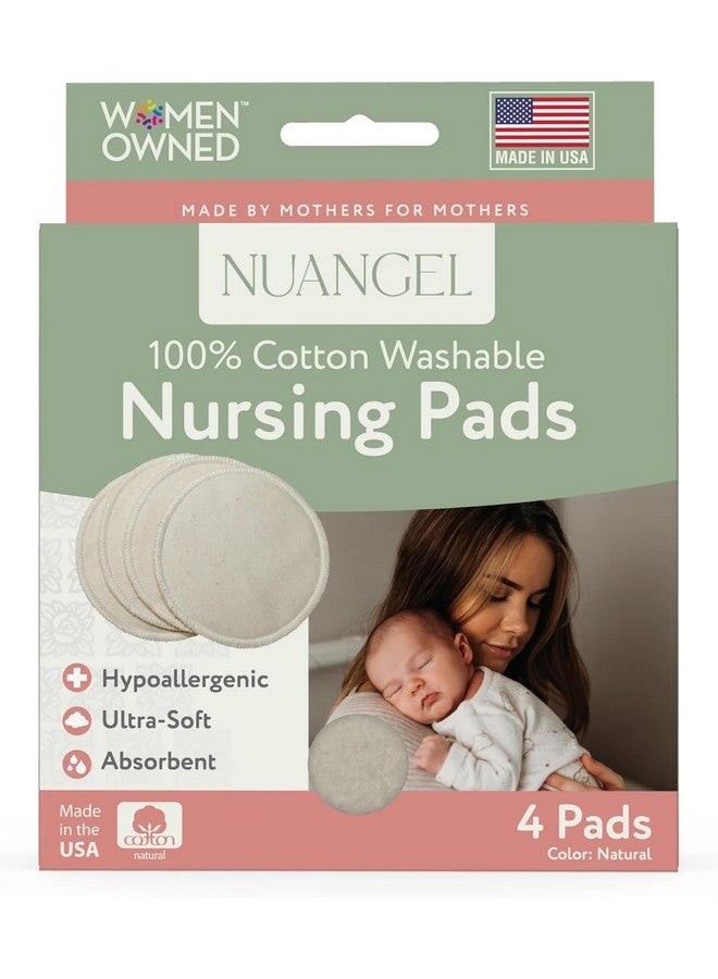 NuAngel NuAngel Natural Cotton Washable Nursing Pad, Essential for Newborn Care, Perfect Breast Pads for Leaking Milk, Nipple Pads for Nursing Newborns, Must-Have for Breastfeeding Moms (4 Pads per Package) - Image 1