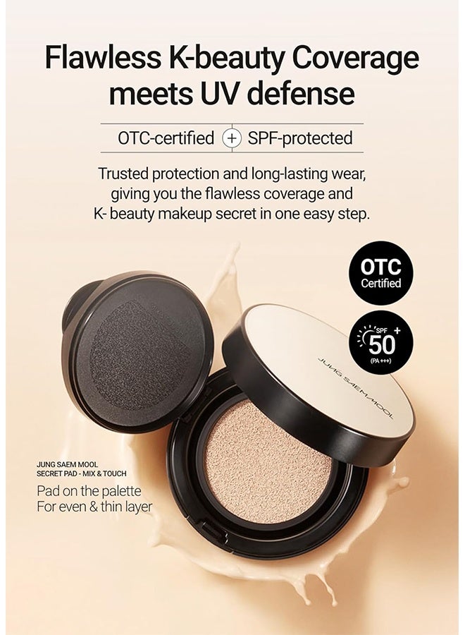 JUNG SAEM MOOL Essential Skin Nuder Cushion, Natural Radiant Finish Cushion Foundation with Buildable Coverage, Lightweight Texture, Foundation Makeup（17N Fair Light, Refill Included） - Image 3