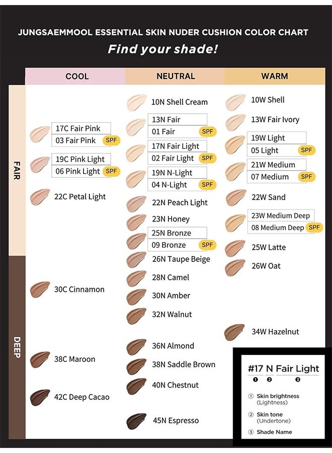 JUNG SAEM MOOL Essential Skin Nuder Cushion, Natural Radiant Finish Cushion Foundation with Buildable Coverage, Lightweight Texture, Foundation Makeup（17N Fair Light, Refill Included） - Image 5