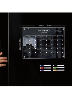 Generic Acrylic Magnetic Monthly Calendar Whiteboard for Refrigerator - Clear Dry Erase Memo Planning Board with Markers - Ideal Kitchen Organizer Notepad for Home and Office  - Image 3