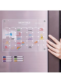 Generic Acrylic Magnetic Monthly Calendar Whiteboard for Refrigerator - Clear Dry Erase Memo Planning Board with Markers - Ideal Kitchen Organizer Notepad for Home and Office  - Image 4
