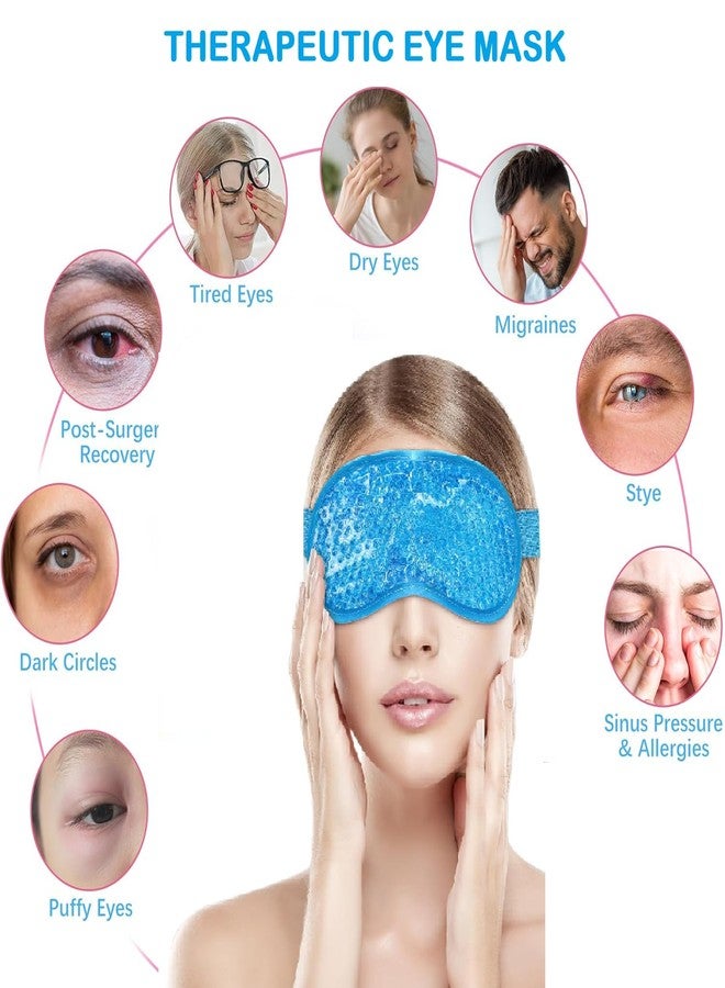 BACHUDO Gel Eye Mask for Puffy Eyes,Hot & Cold Reusable Cooling Eye Mask for Dark Circles,Headache & Stress Relief - Soft Comfort Fit with Adjustable Strap - Cold Compress for Eyes & Face Spa Use,BLUE - Image 2