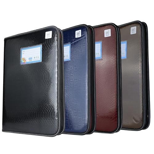 SPS Premium PU Leather File Folder | 20 Sleeves for A4 & FC Size Documents | Blue - Image 3