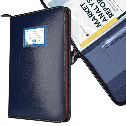 SPS Premium PU Leather File Folder | 20 Sleeves for A4 & FC Size Documents | Blue - Image 1