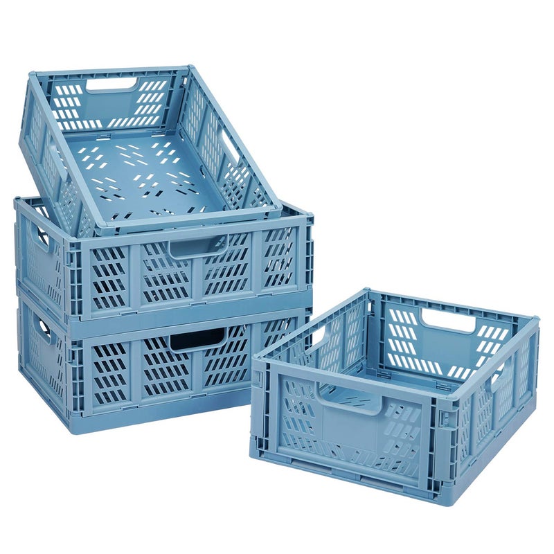 Phyllia 4 PC Baskets Plastic for Shelf Home Kitchen Storage Bin Organizer Stackable Container Crate for Bedroom Bathroom Office Clothes BeautyBlue 133x102x51
