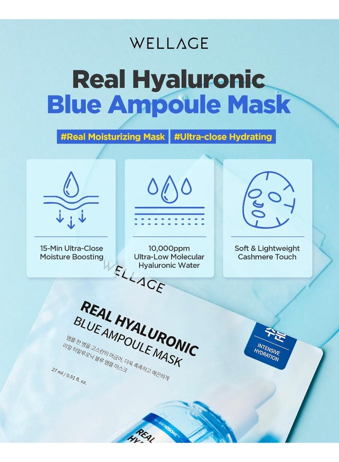 Wellage Real Hyaluronic Blue Ampoule Mask 5ea - Image 2