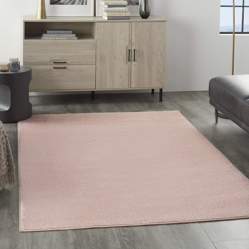 Nourison Essentials Solid Contemporary Pink 6 X 9 Area Rug  6 X 9