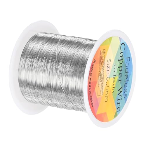 M METERXITY 02mm Jewelry Wire 32 Gauge 328FT Craft Wire Copper Beading Wire for Jewelry MakingPlantingWeavingDIY Crafting Soft Metal Wires 100M Silver White - Image 1