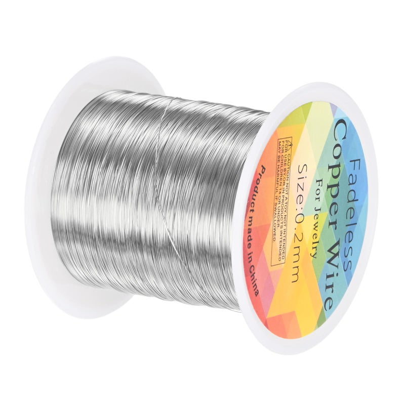 M METERXITY 02mm Jewelry Wire 32 Gauge 328FT Craft Wire Copper Beading Wire for Jewelry MakingPlantingWeavingDIY Crafting Soft Metal Wires 100M Silver White - Image 3