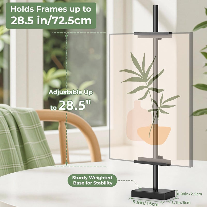 Rofio Adjustable Tabletop Easel Stand, Picture Easels for Display up to 28.5 Inches, Heavy Duty Metal Picture Frame Holder for Artwork, Signs & Certificates Display Stand (Black) - Image 5