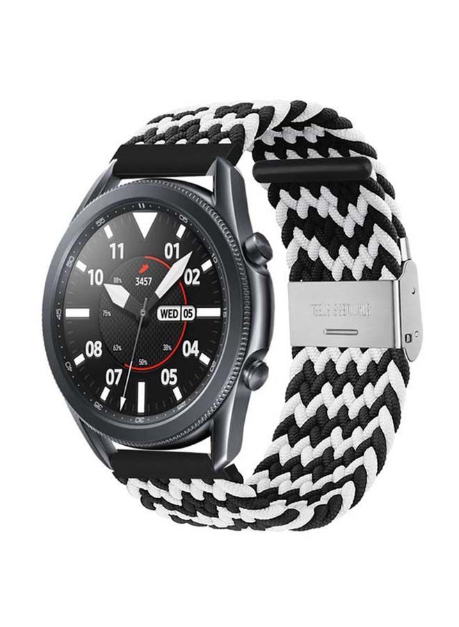 NIBEMINENT Adjustable Braided Solo Loop Band for Samsung Galaxy Watch3 45mm Black/White - Image 2