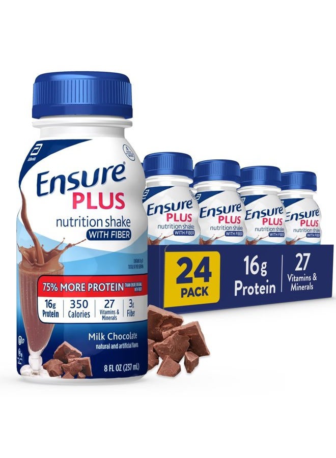 Ensure شيك شوكولاتة الحليب المغذي بالألياف، بديل للوجبات، عبوة من 24 قطعة - Image 1