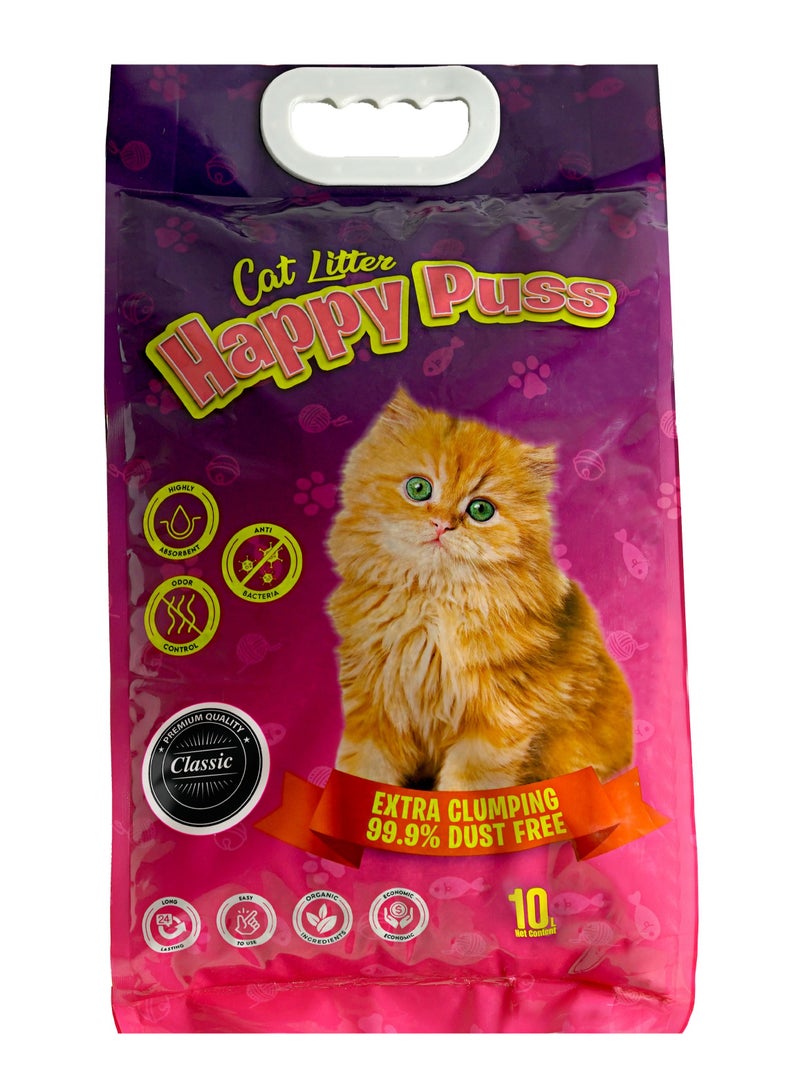 هابي بوس رمل قطط  قوي التكتل من مادة البنتونيت الطبيعي 10L كلاسيكي - Image 1