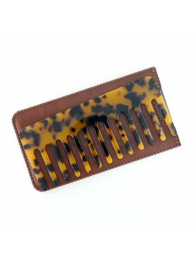 menesia Enesia Cellulose Wide Tooth Comb Detangler For Women Curly Hair Wet Hair Thick Hair Small Travel Detangling Comb With Case For Men (Tortoise Shell Color)  - Image 4