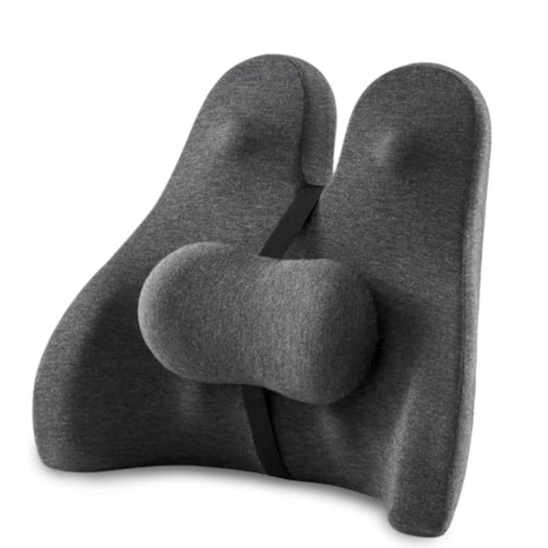 Lumbar Support Pillow for Office Chair, Lower Back Pain Relief Cushion with Adjustable Bolster, Memory Foam Pillow for Car, Couch, Gaming Seats - Image 1