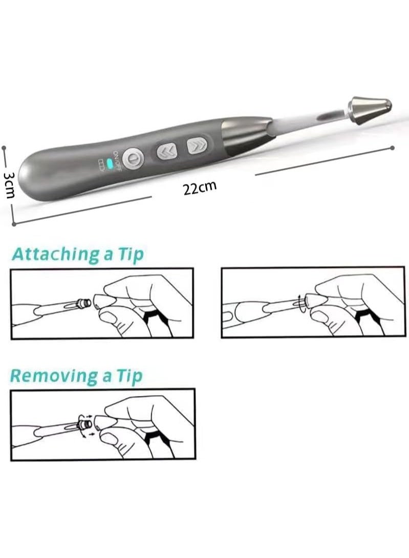 SYOSI Electric Pressure Point Massage Tool, Acupressure Pen with 6 Heads for Scalp Stress Relief and Head Massage – Relaxing Acupressure Massager  - Image 2