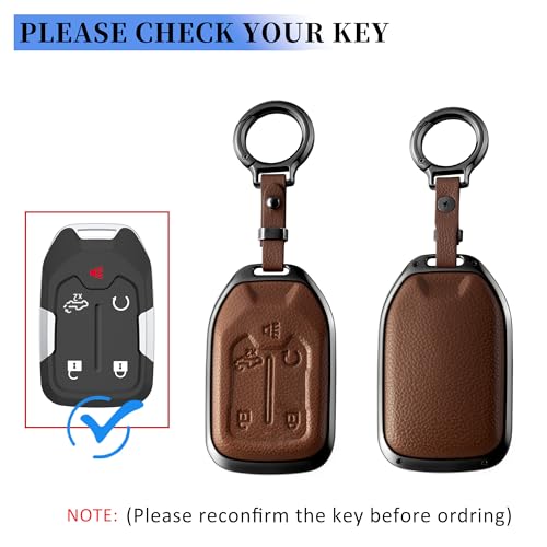 Qunzes for GMC Key Fob Cover with Keychain Compatible with GMC Acadia Sierra Terrain Yukon Silverado Suburban Tahoe (BROWN) - Image 2