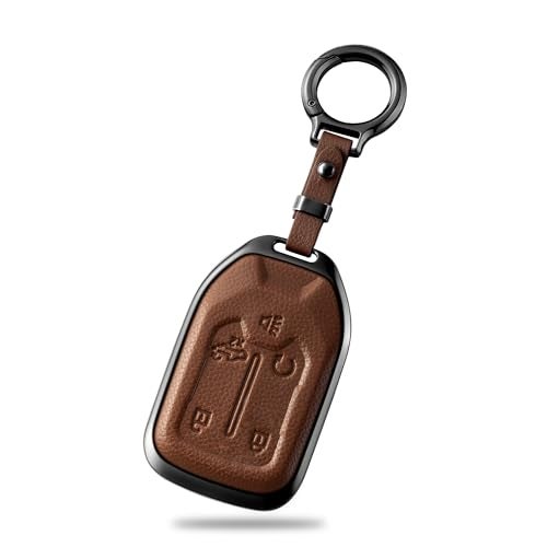 Qunzes for GMC Key Fob Cover with Keychain Compatible with GMC Acadia Sierra Terrain Yukon Silverado Suburban Tahoe (BROWN) - Image 1