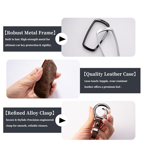 Qunzes for GMC Key Fob Cover with Keychain Compatible with GMC Acadia Sierra Terrain Yukon Silverado Suburban Tahoe (BROWN) - Image 5
