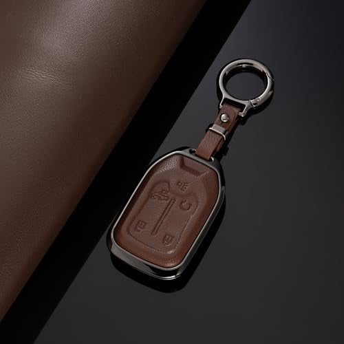 Qunzes for GMC Key Fob Cover with Keychain Compatible with GMC Acadia Sierra Terrain Yukon Silverado Suburban Tahoe (BROWN) - Image 4