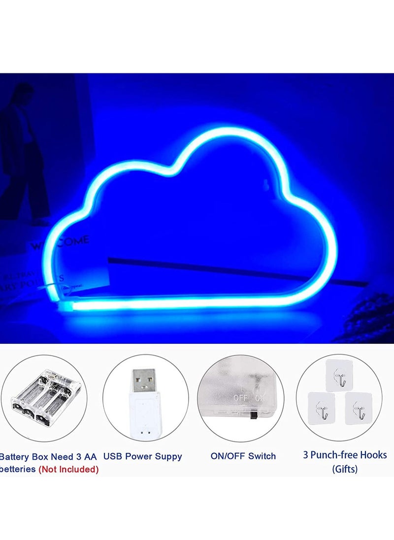 XiuWoo - 2-Pack Night Light Neon Signs LED Decoration Pink Lightning Bolt and Blue Cloud - Image 1